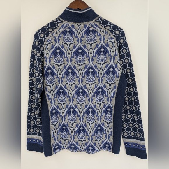 Title Nine Merino Wool 1/4 Zip Pullover Sweater Sz.L Knit Print Layering Cozy - Picture 6 of 7